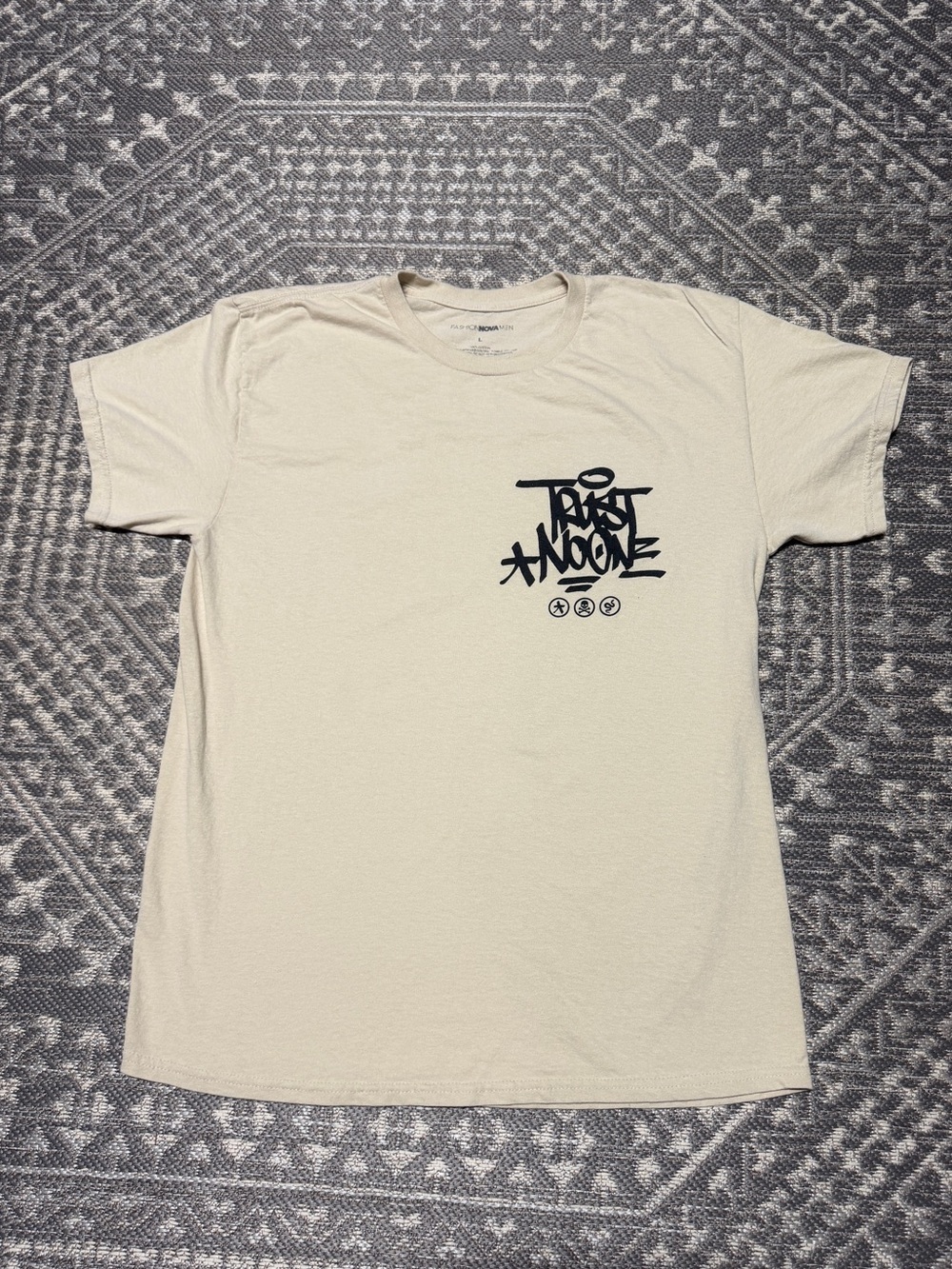 Fashion Nova Cream Short Sleeve Tee Trust no one green cobra
